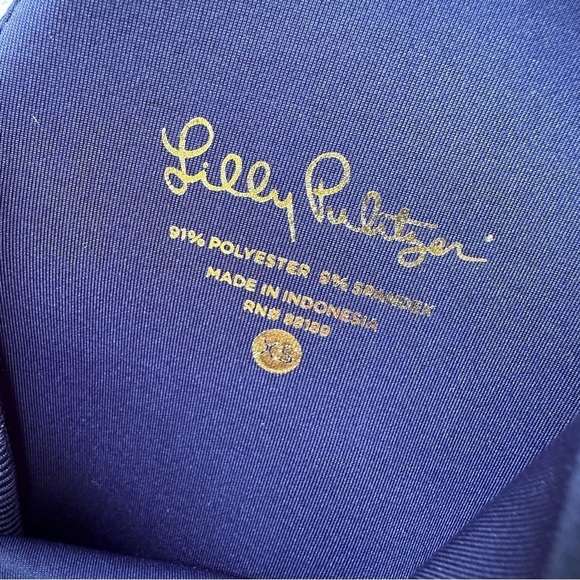 Lilly Pulitzer Mango Laser Cut Navy Blue Shift Dress Scuba Ponte - Picture 9 of 12